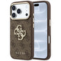 Husă pentru iPhone 17 Pro / iPhone 18 Pro, Guess Leather 4G Big Strass Logo, Maro