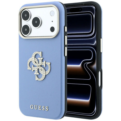 Husă pentru iPhone 17 Pro Max / iPhone 18 Pro Max, Guess Smooth Big Strass Logo, Albastru deschis