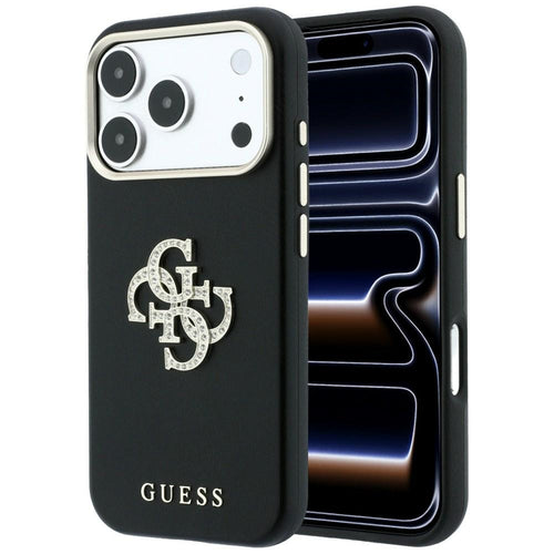 Husă pentru iPhone 17 Pro / iPhone 18 Pro, Guess Smooth Big Strass Logo, Neagră