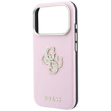 Husă pentru iPhone 17 Pro / iPhone 18 Pro, Guess Smooth Big Strass Logo, Roz