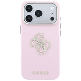 Husă pentru iPhone 17 Pro Max / iPhone 18 Pro Max, Guess Smooth Big Strass Logo, Roz