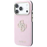 Husă pentru iPhone 17 Pro Max / iPhone 18 Pro Max, Guess Smooth Big Strass Logo, Roz