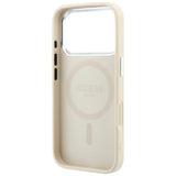 Husă pentru iPhone 17 Pro Max / iPhone 18 Pro Max, Guess Grained Triangle Logo MagSafe, Bej