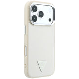 Husă pentru iPhone 17 Pro / iPhone 18 Pro, Guess Grained Triangle Logo MagSafe, Bej
