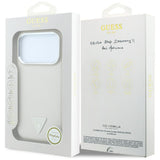 Husă pentru iPhone 17 Pro / iPhone 18 Pro, Guess Grained Triangle Logo MagSafe, Bej