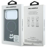 Husă pentru iPhone 17 Pro / iPhone 18 Pro, Karl Lagerfeld Leather Ring Stand 360 MagSafe, Neagră