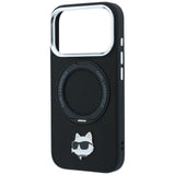 Husă pentru iPhone 17 Pro / iPhone 18 Pro, Karl Lagerfeld Leather Ring Stand 360 MagSafe, Neagră