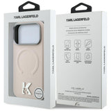 Husă pentru iPhone 18 Pro Max / iPhone 17 Pro Max, Karl Lagerfeld Grained Leather Embossed Ring MagSafe, Bej