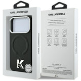 Husă pentru iPhone 17 Pro / iPhone 18 Pro, Karl Lagerfeld Grained Leather Embossed Ring MagSafe, Neagră