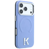 Husă pentru iPhone 18 Pro Max / iPhone 17 Pro Max, Karl Lagerfeld Grained Leather Embossed Ring MagSafe, Bleu