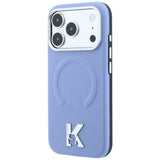 Husă pentru iPhone 18 Pro Max / iPhone 17 Pro Max, Karl Lagerfeld Grained Leather Embossed Ring MagSafe, Bleu