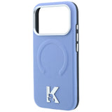 Husă pentru iPhone 18 Pro Max / iPhone 17 Pro Max, Karl Lagerfeld Grained Leather Embossed Ring MagSafe, Bleu
