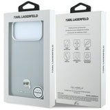 Husă pentru iPhone 17 Pro / iPhone 18 Pro, Karl Lagerfeld Grained Leather KH Metal MagSafe, Gri