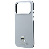 Husă pentru iPhone 17 Pro / iPhone 18 Pro, Karl Lagerfeld Grained Leather KH Metal MagSafe, Gri