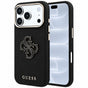 Husă pentru iPhone 17 Pro / iPhone 18 Pro, Guess Grained Leather and Big Resin Logo, Neagră