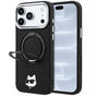 Husă pentru iPhone 17 Pro / iPhone 18 Pro, Karl Lagerfeld Leather Ring Stand 360 MagSafe, Neagră