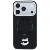 Husă pentru iPhone 17 Pro Max / iPhone 18 Pro Max, Karl Lagerfeld Leather Ring Stand 360 MagSafe, Neagră