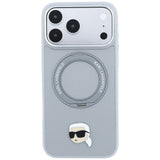 Husă pentru iPhone 17 Pro Max / iPhone 18 Pro Max, Karl Lagerfeld Leather Ring Stand 360 K Pin MagSafe, Gri