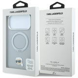 Husă pentru iPhone 17 Pro Max / iPhone 18 Pro Max, Karl Lagerfeld Leather Ring Stand 360 K Pin MagSafe, Gri