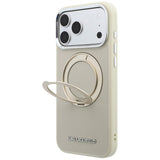 Husă pentru iPhone 17 Pro Max / iPhone 18 Pro Max, Karl Lagerfeld Ring Stand 360 Saffiano MagSafe, Bej