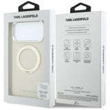 Husă pentru iPhone 17 Pro Max / iPhone 18 Pro Max, Karl Lagerfeld Ring Stand 360 Saffiano MagSafe, Bej