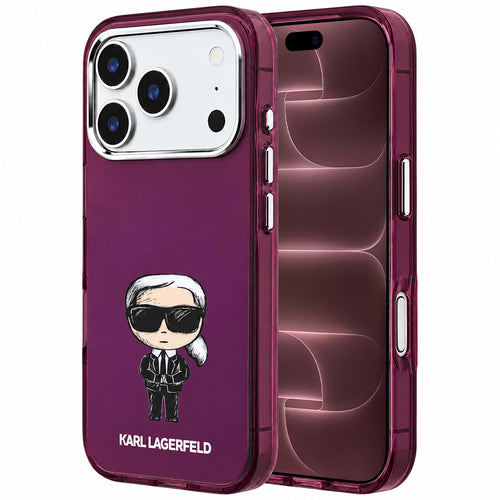Husă pentru iPhone 17 Pro Max / iPhone 18 Pro Max, Karl Lagerfeld IML Ikonik Sketch Print MagSafe, Bordo