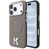 Husă pentru iPhone 17 Pro / iPhone 18 Pro, Karl Lagerfeld Grained Leather Embossed Ring MagSafe, Bej
