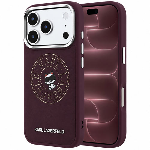 Husă pentru iPhone 17 Pro Max / iPhone 18 Pro Max, Karl Lagerfeld Leather Point and C Sketch MagSafe, Bordo