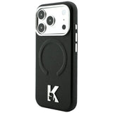 Husă pentru iPhone 17 Pro Max / iPhone 18 Pro Max, Karl Lagerfeld Grained Leather Embossed Ring MagSafe, Neagră