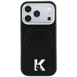 Husă pentru iPhone 17 Pro Max / iPhone 18 Pro Max, Karl Lagerfeld Grained Leather Embossed Ring MagSafe, Neagră