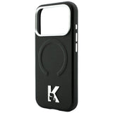 Husă pentru iPhone 17 Pro Max / iPhone 18 Pro Max, Karl Lagerfeld Grained Leather Embossed Ring MagSafe, Neagră