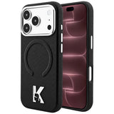 Husă pentru iPhone 17 Pro Max / iPhone 18 Pro Max, Karl Lagerfeld Grained Leather Embossed Ring MagSafe, Neagră