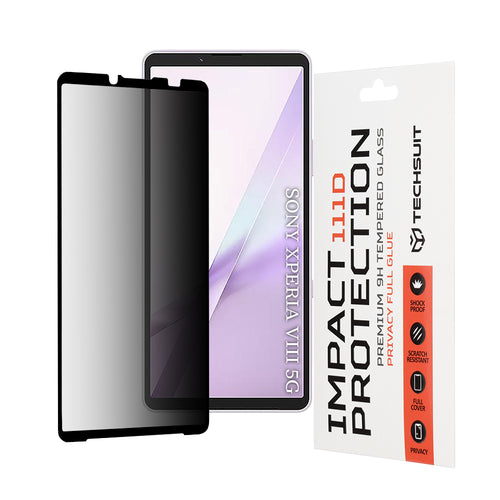 Folie telefon pentru Sony Xperia 10 VIII, Techsuit 111D Privacy Full Glue, Neagra