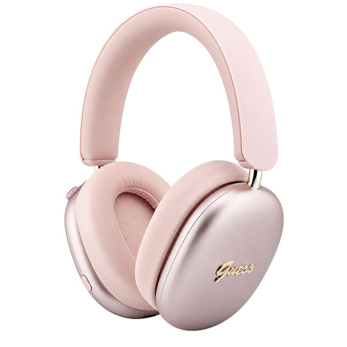 Căști Bluetooth Guess Metal Script Logo, Bluetooth 5.4, ENC, Over-Ear, Finisaj Metalic, Roz