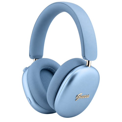 Căști Guess Metal Script Logo, Bluetooth 5.4, ENC, Over-Ear, Finisaj Metalic, Albastre