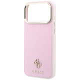 Husă pentru iPhone 17 Pro / iPhone 18 Pro, Guess Saffiano Small 4G Classic MagSafe, Roz
