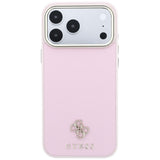 Husă pentru iPhone 17 Pro / iPhone 18 Pro, Guess Saffiano Small 4G Classic MagSafe, Roz