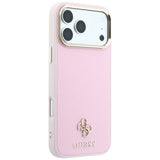 Husă pentru iPhone 17 Pro / iPhone 18 Pro, Guess Saffiano Small 4G Classic MagSafe, Roz