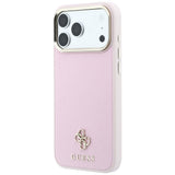 Husă pentru iPhone 17 Pro / iPhone 18 Pro, Guess Saffiano Small 4G Classic MagSafe, Roz