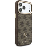 Husă pentru iPhone 17 Pro / iPhone 18 Pro, Guess Hardcase 4G Cardslot & Big Strap MagSafe, Maro