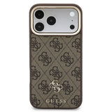 Husă pentru iPhone 17 Pro / iPhone 18 Pro, Guess Hardcase 4G Cardslot & Big Strap MagSafe, Maro