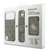 Husă pentru iPhone 17 Pro / iPhone 18 Pro, Guess Hardcase 4G Cardslot & Big Strap MagSafe, Maro
