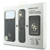 Husă pentru iPhone 17 Pro Max / iPhone 18 Pro Max, Guess Hardcase 4G Cardslot & Big Strap MagSafe, Neagră