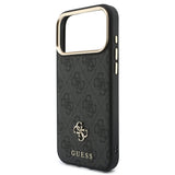 Husă pentru iPhone 17 Pro Max / iPhone 18 Pro Max, Guess Hardcase 4G Cardslot & Big Strap MagSafe, Neagră