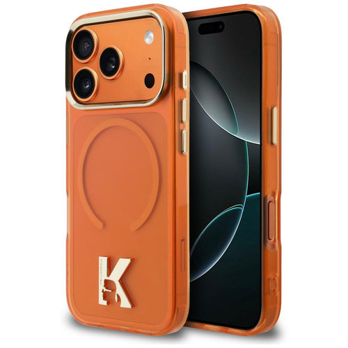 Husă pentru iPhone 17 Pro Max / iPhone 18 Pro Max, Karl Lagerfeld IML K Head Logo MagSafe, Portocalie