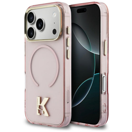 Husă pentru iPhone 17 Pro / iPhone 18 Pro, Karl Lagerfeld IML K Head Logo MagSafe, Roz