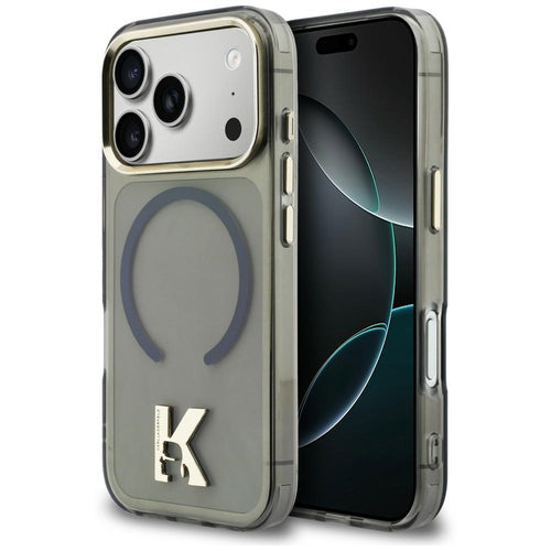Husă pentru iPhone 17 Pro Max / iPhone 18 Pro Max, Karl Lagerfeld IML K Head Logo MagSafe, Neagră