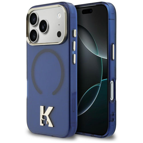 Husă pentru iPhone 17 Pro / iPhone 18 Pro, Karl Lagerfeld IML K Head Logo MagSafe, Albastră