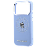 Husă pentru iPhone 17 Pro Max / iPhone 18 Pro Max, Karl Lagerfeld Leather Point & C Sketch MagSafe, Albastru deschis