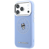 Husă pentru iPhone 17 Pro Max / iPhone 18 Pro Max, Karl Lagerfeld Leather Point & C Sketch MagSafe, Albastru deschis